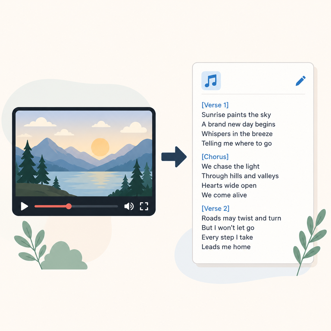 Video to lyrics