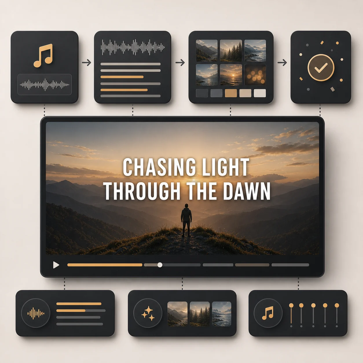 Song in, lyric video out — no timeline